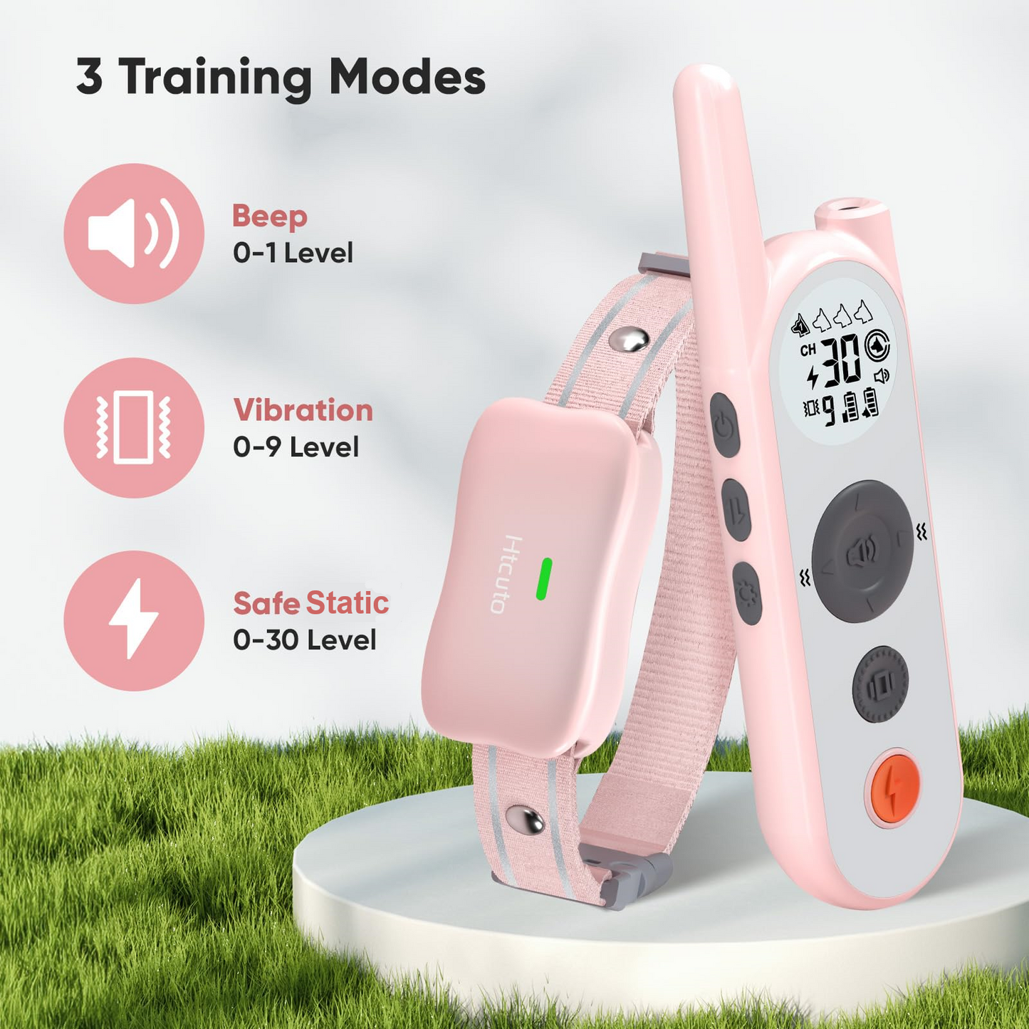 Wireless Dog Fence System Training Collar 2-in-1 (3500ft Fence) for Large/Medium/Small Dogs with 3 Training Modes,Rechargeable IPX7 Waterproof with Light and Keypad Lock (Pink,2 Collars)