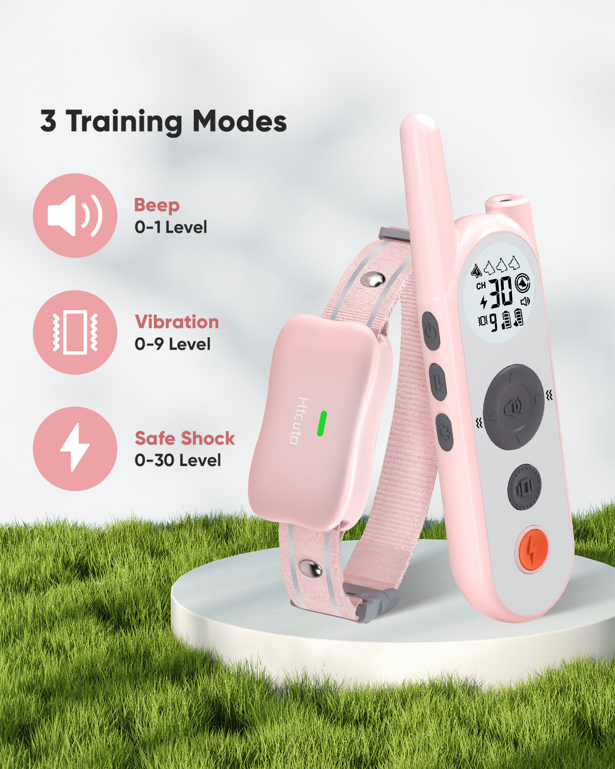 Htcuto Wireless Dog Fence for 2 Dogs 3500FT Electric Fence for Dogs No Wire Boundary Training Shock Collar with Remote 185 Days Battery Rechargeable, Waterproof Wireless Collar (Pink, 2 Collars)