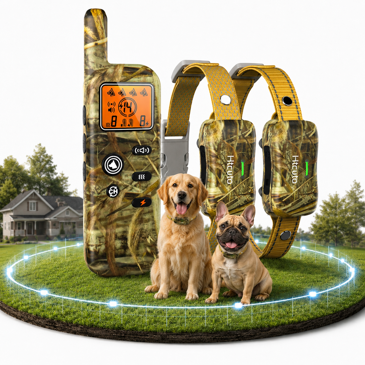 Wireless Dog Fence System for 2 Dogs Electric Dog Fence 2-in-1 Pet Containment System & Remote Dog Training Collar, 25–3500FT Adjustable Boundary for Small, Medium & Large Dogs