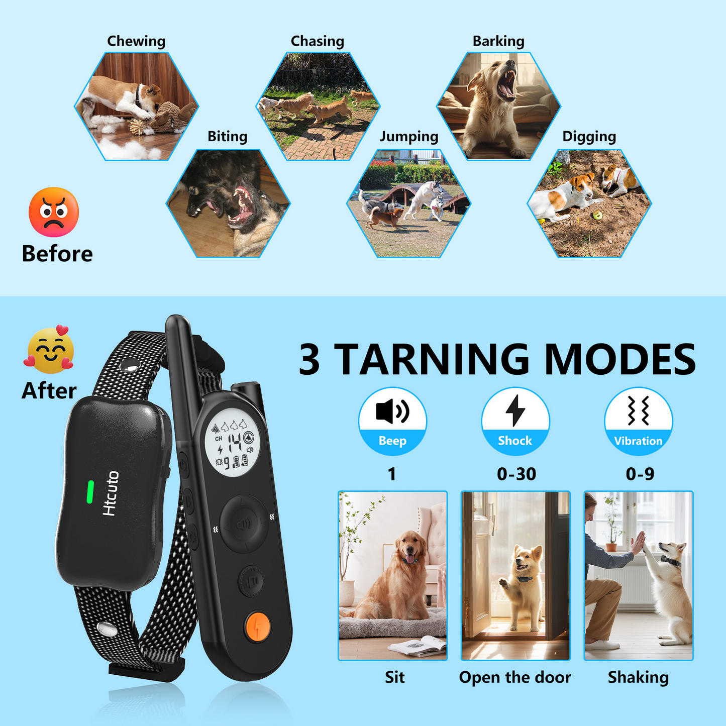 Wireless Dog Fence for 2 Dogs, 3500ft Electric Dog Fence and 6100Ft Remote Training,185 Days Batterry Rechargeble,IPX7 Waterproof Collar, 3 Modes for Dogs (Black for 2 dogs)