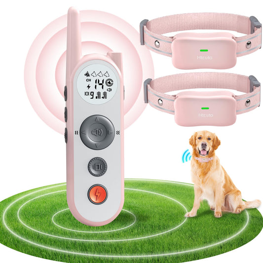 Wireless Dog Fence System Training Collar 2-in-1 (3500ft Fence) for Large/Medium/Small Dogs with 3 Training Modes,Rechargeable IPX7 Waterproof with Light and Keypad Lock (Pink,2 Collars)