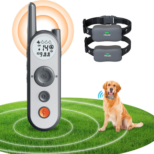 Wireless Dog Fence System Electric Fence for Dogs 6000ft No Wire Boundary Training Shock Collar with Remote 185 Days Battery Rechargeable, IPX7 Waterproof Collar for Large Medium Dog (Grey)